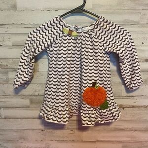 Emily Rose Black and White Sweater with Orange Pumpkin